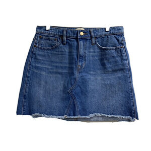 J Crew denim mini skirt casual blue jeans cut off 5 pocket classic cotton sz 29